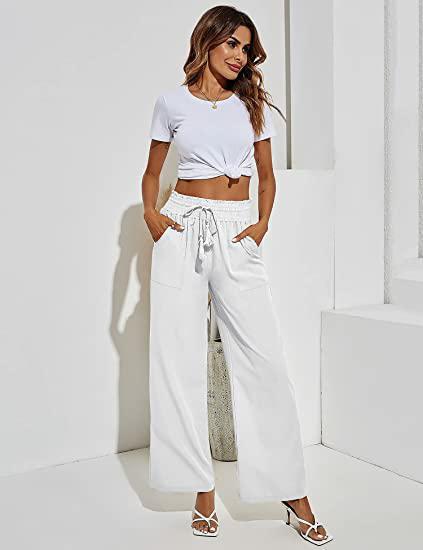 Explosive Style Solid Color Tie Wide Loose Fashion Casual Wide-leg Trousers